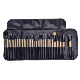 Foldable makeup brush storage bag, black leather multi slot makeup brush roll bag, professional makeup artist travel storage bag