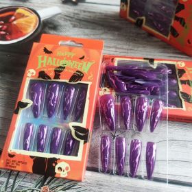 24 PCS Devil's Claws Press On Nails,3D Curve Line Acrylic False Nails, Long Stiletto Glossy Purple Glitter, Gel Glue On Nails Manicure Sparkly St (Option: 24pcs)