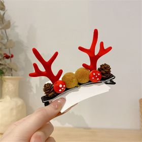 2pcs/Set Kawaii Christmas Elk Ear Hair Clip Women Girl Santa Snowman Hairpin Xmas Party Barrettes For Kids Cosplay Headwear (Color: C)