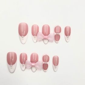 2026 Gothic charm press-on nails, Valentine's Day short almond-shaped press-on false nail set. Handmade false nail pieces (size: S)