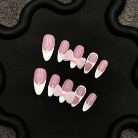 2026 Gothic charm press-on nails, Valentine's Day short almond-shaped press-on false nail set. Handmade false nail pieces (size: M)