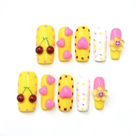 2026 Gothic charm meticulously crafted wearable nails, Valentine's Day short square press-on false nail set, handcrafted false nail pieces (size: S)