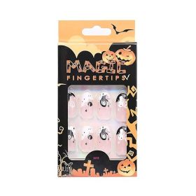 24 PCS Faceless Men Nail Art, Length Long Water Pipe Fake Nails, Had Nail Tips False Nail (Option: 24pcs)